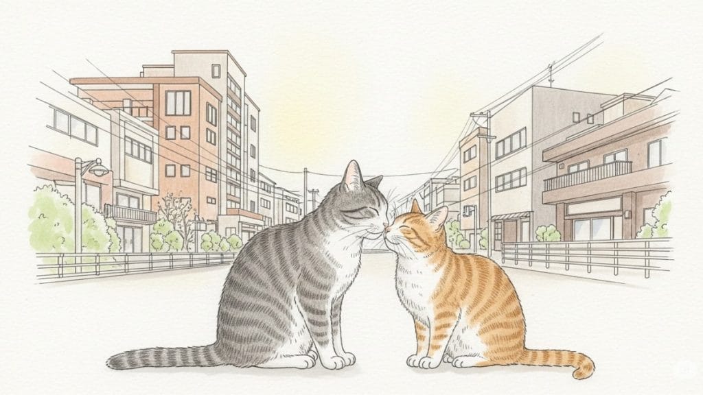 繁殖期に見られるつがいの猫