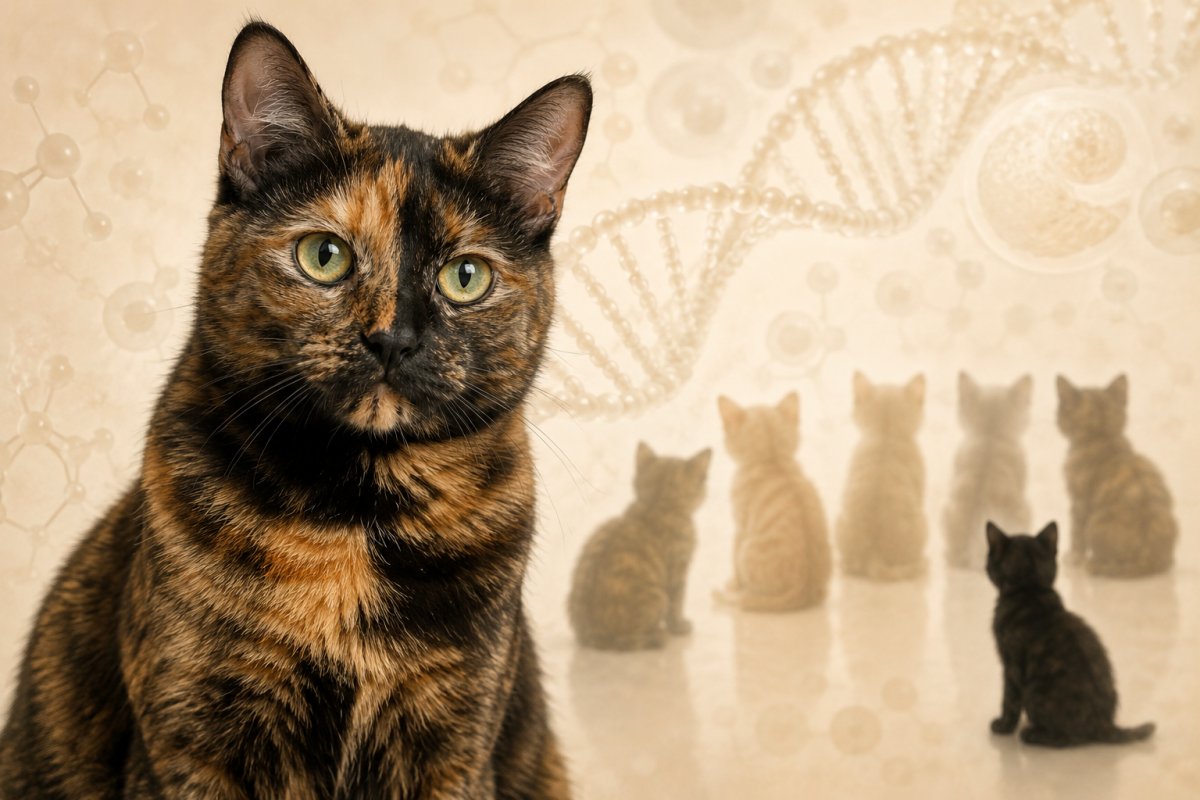 サビ猫が生まれる確率を示すDNAとサビ猫の画像
